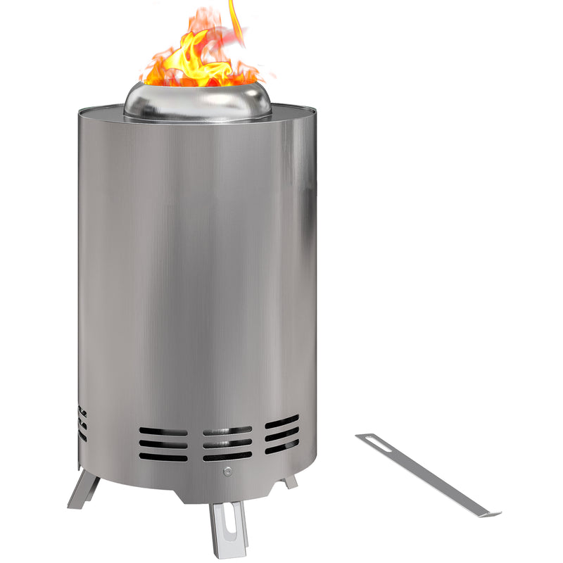 Smokeless Stainless Steel Fire Pit 16x16 cm Portable Wood Burning with Poker by Outsunny