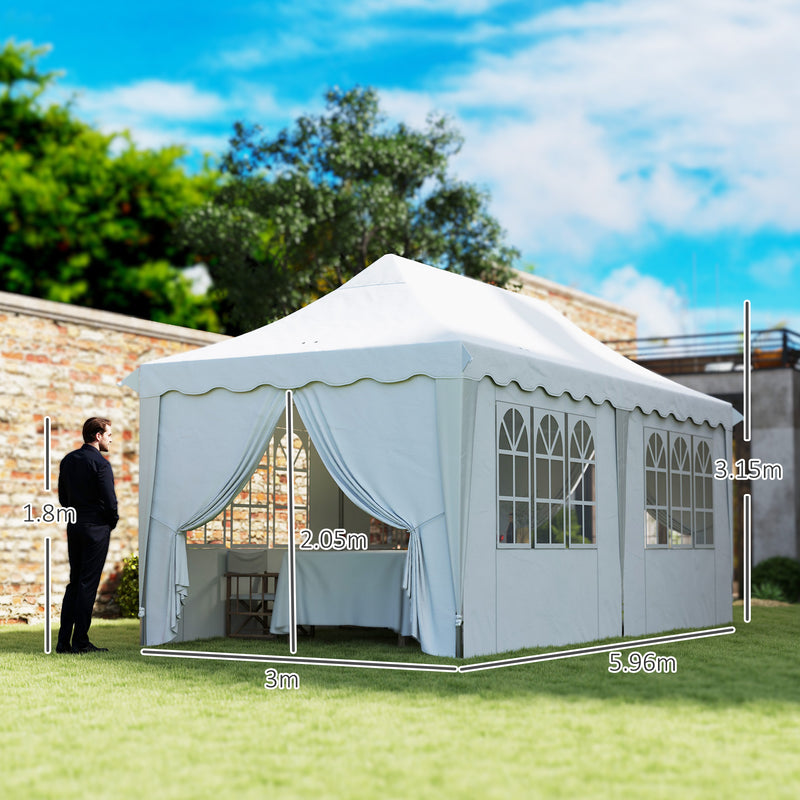 White 3 x 6m Pop Up Gazebo With Sides UPF50+ Adjustable Marquee Tent With Carry Bag by Outsunny