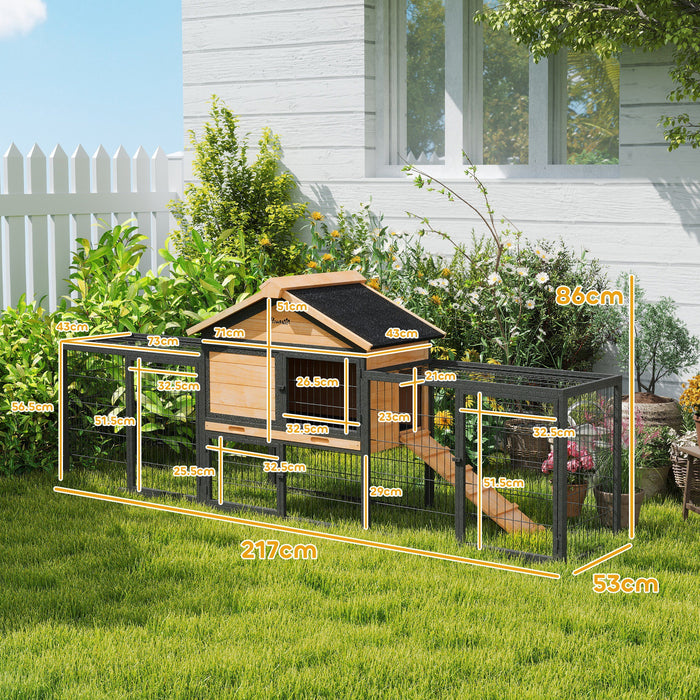Wooden Rabbit Hutch with Steel Run and Removable Tray for Guinea Pigs by PawHut