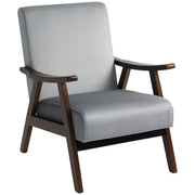 Grey Upholstered Velvet Armchair With Solid Wood Frame and Padded Seat by HOMCOM