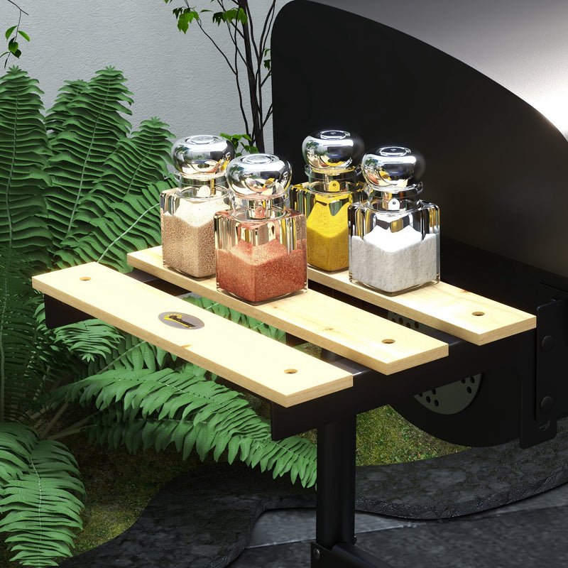 Charcoal BBQ Grill with Thermometer Shelves and Wheels for Easy Outdoor Cooking