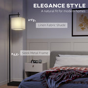 Tall LED Floor Lamp With Remote Control And Adjustable Brightness For Living Room, Black