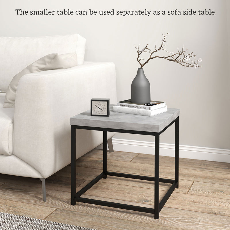 Nesting Tables Set of 2 for Small Living Rooms Space Saving Steel Frame Grey