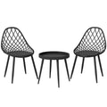 3pc Bistro Set for Small Balconies with Weatherproof Metal Frame and Mesh Chairs, Black Outsunny