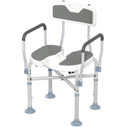 Height Adjustable Shower Chair with Padded U-Shaped Seat and Non-Slip Feet for Elderly by HOMCOM