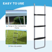 Galvanised Steel Trampoline Ladder 2 or 3 Step for 6ft to 16ft Trampolines Silver by SPORTNOW AOSOM