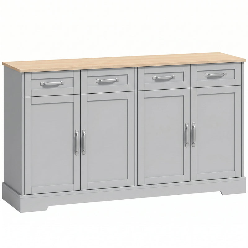 Sideboard with Drawers and Adjustable Shelves for Organised Kitchen Storage Grey Oak