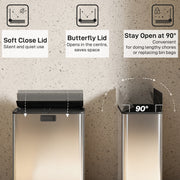 56L Dual Kitchen Recycling Pedal Bin with Soft Close Lid and Removable Buckets Silver