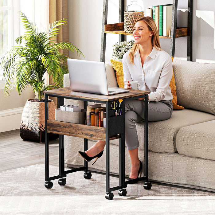 Industrial Drop Leaf Writing Desk 63 cm Space Saving Home Office Work Table