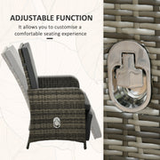 3 Piece Rattan Bistro Set with Cushions and Hidden Storage for Balcony or Garden Mix Grey AOSOM