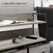 Tall Fabric Chest of 5 Drawers with Wood Effect Frame for Bedroom Storage Grey