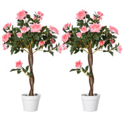 Set of 2 Pink Rose Artificial Plants in Pots 90cm Tall for Indoor and Outdoor Decor