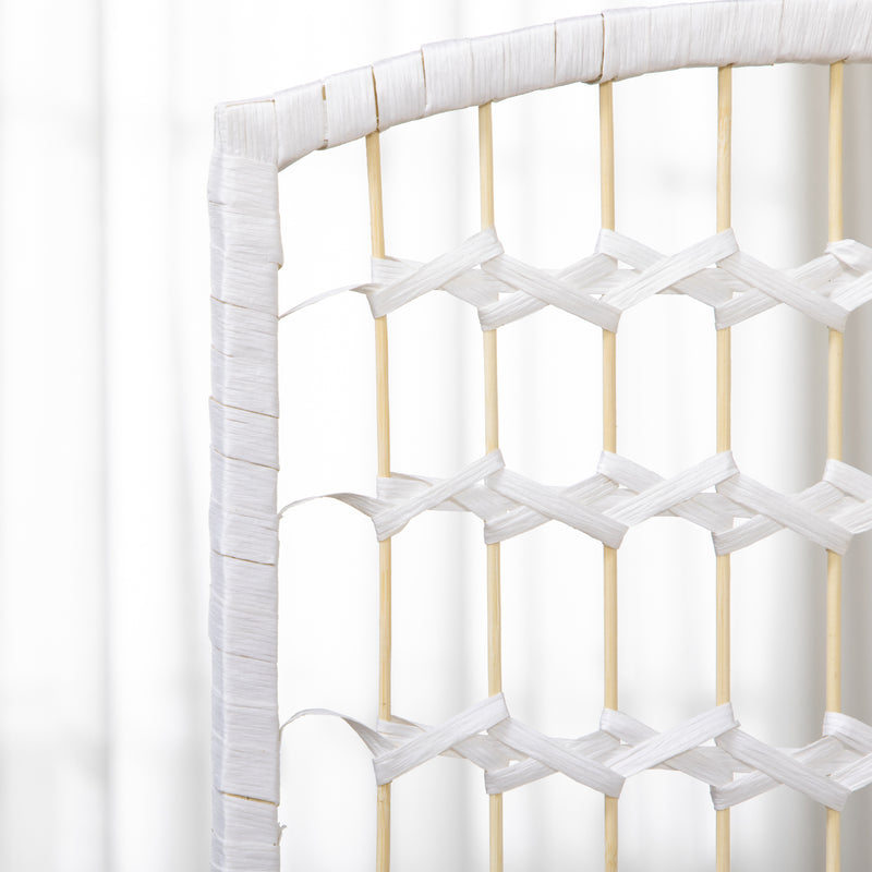 Folding Room Divider for Instant Privacy with Handwoven Panels White