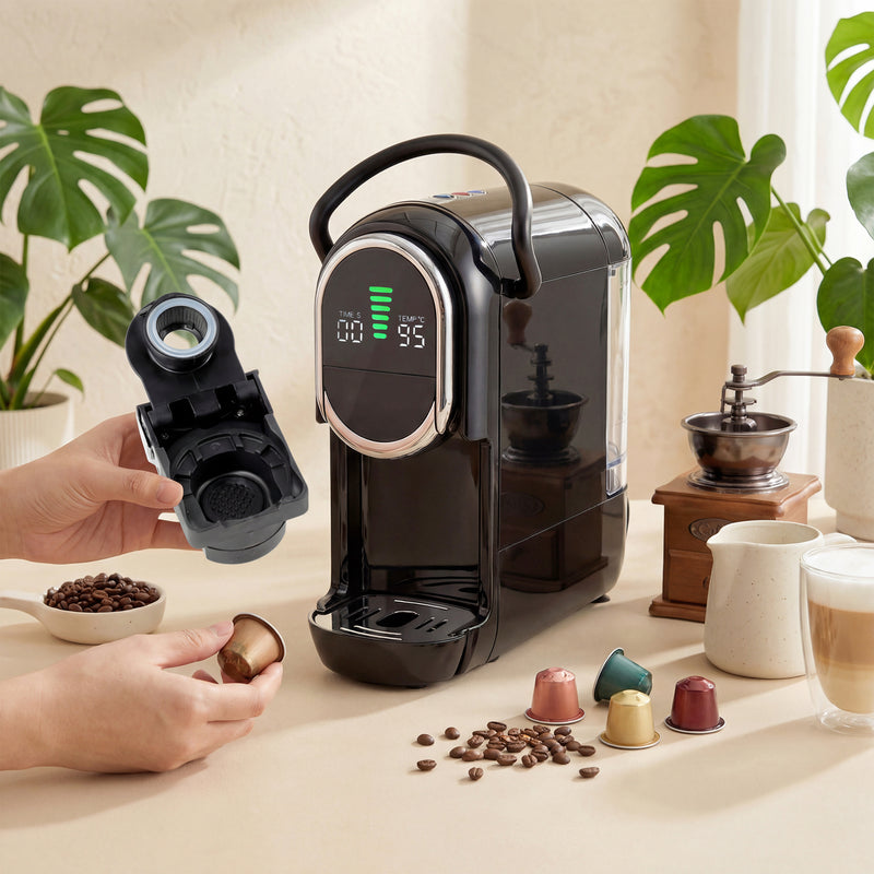Coffee Machine for Pods and Ground Coffee Compact Easy Clean Black AOSOM