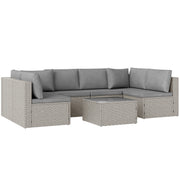 Grey 7 Seater Modular Rattan Garden Furniture Set with Cushions