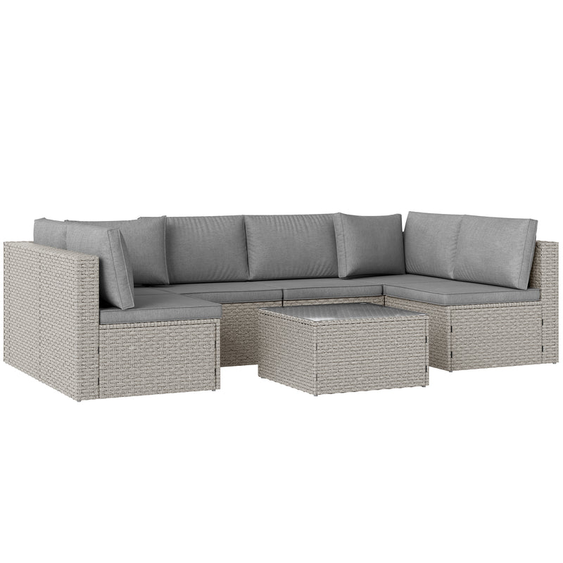 Grey 7 Seater Modular Rattan Garden Furniture Set with Cushions