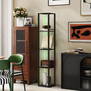 Modern LED Floor Lamp With Storage Shelves And Remote Control For Living Room Black