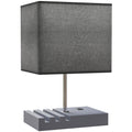 Modern Bedside Table Lamp with USB Charging Ports and Phone Holders for Bedroom Grey AOSOM