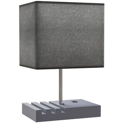 Modern Bedside Table Lamp with USB Charging Ports and Phone Holders for Bedroom Grey AOSOM