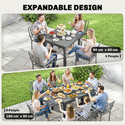 Extendable Garden Dining Table for 4 to 8 People Weatherproof Aluminium Dark Grey Outsunny