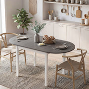 Folding Dining Table for Small Spaces with Drop-Leaf Sides Seats 4 to 6 Grey White Homcom