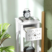 Set of Two White Floral Cut-Out Side Tables Elegant and Stylish by HOMCOM