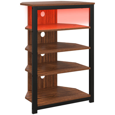 4 Tier Corner TV Stand with LED Lights and Storage for TVs up to 29 Inch, Grey