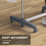 Folding Clothes Airer with Three Shelves and Side Arms on Wheels for Indoor Use, Grey