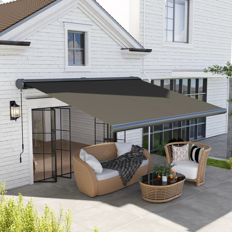 Dark Grey 4 x 3m Electric Retractable Awning with Remote Control and UPF50+ Canopy by Outsunny