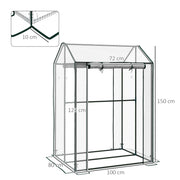 Mini Greenhouse With Roll Up Doors Ventilation And Reinforced Cover For Small Gardens Green AOSOM