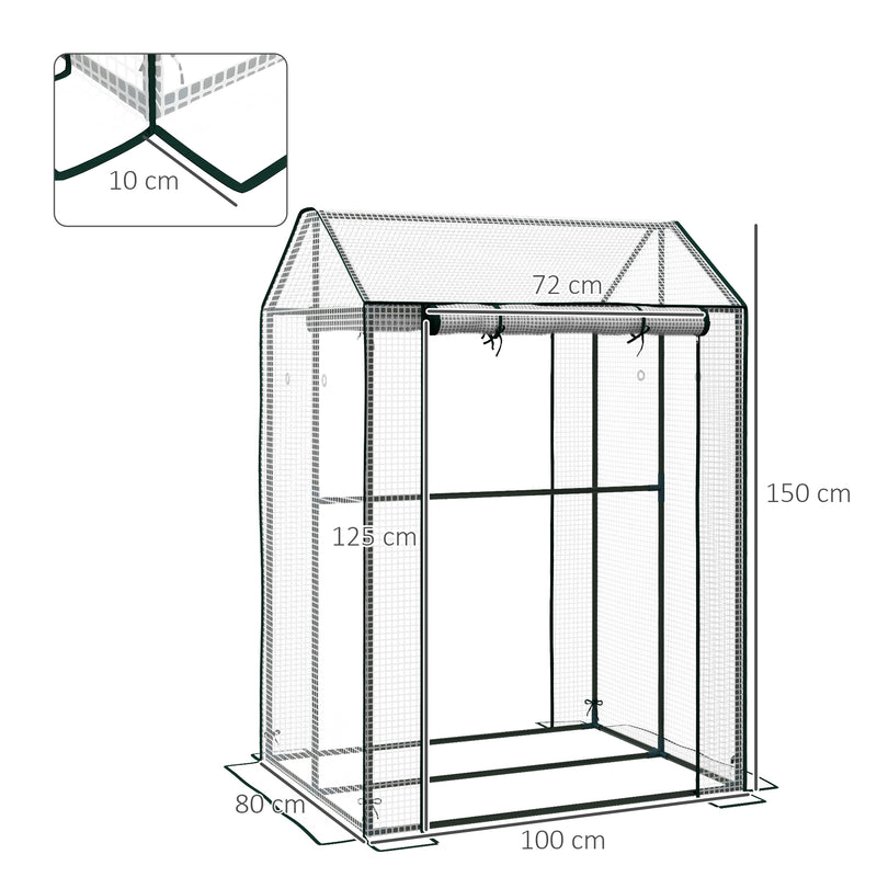 Mini Greenhouse With Roll Up Doors Ventilation And Reinforced Cover For Small Gardens Green AOSOM