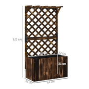 Wooden Planter with Trellis Freestanding Raised Garden Bed with Liner for Outdoor Plants by Outsunny