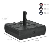 40kg Black Square Parasol Base With Wood Effect Ideal For Garden Or Patio Umbrellas