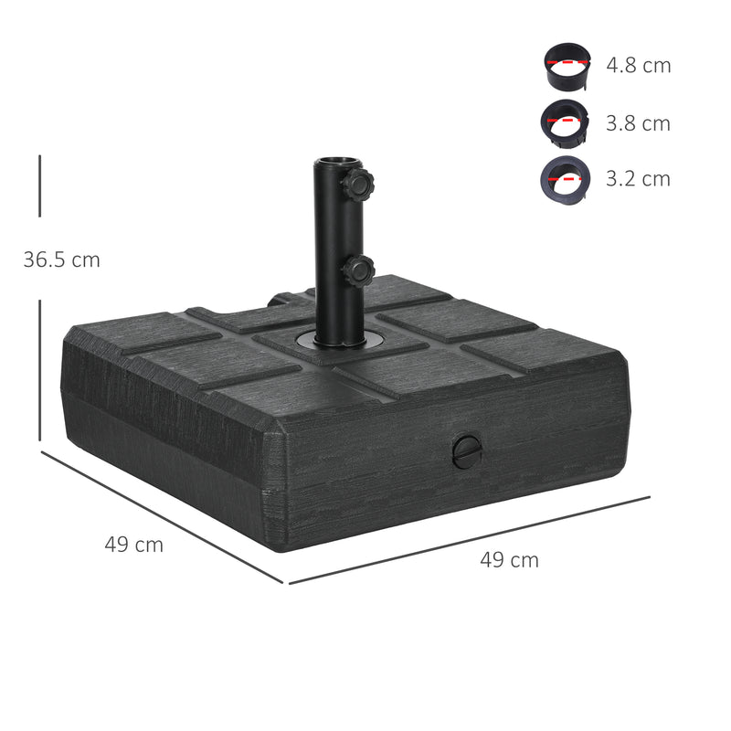 40kg Black Square Parasol Base With Wood Effect Ideal For Garden Or Patio Umbrellas