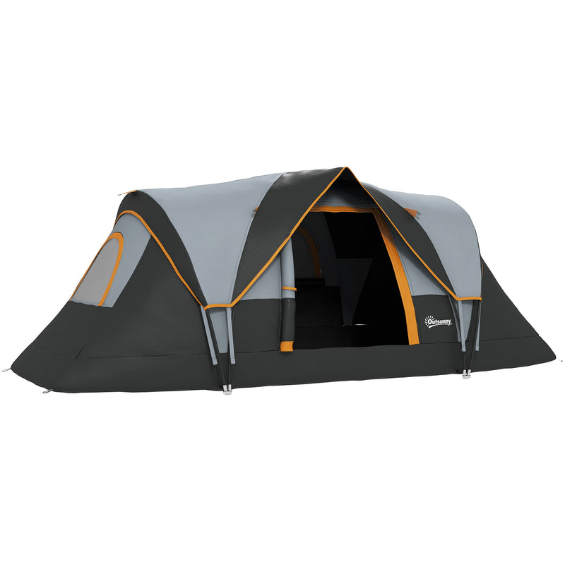 6 Person Blackout Camping Tent with Single Large Room and Easy Setup Light Grey Black