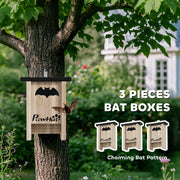 3 Piece Wooden Bat Box Set Easy to Hang for Garden Farm and Outdoor Use by PawHut