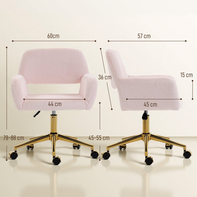 Office Chair with Soft Faux Fur and Adjustable Height for Comfortable Home Working