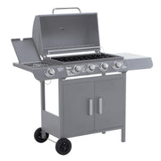 4+1 Burner Gas BBQ Grill with Warming Rack and Storage for Garden and Camping by Outsunny