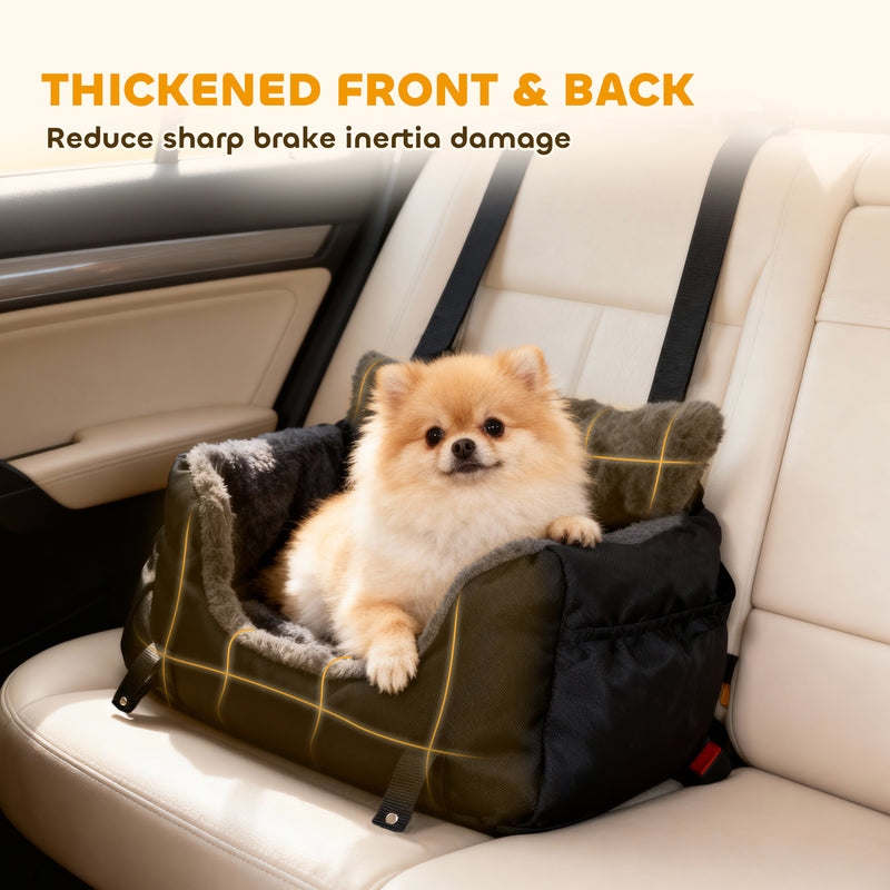 Dog Car Seat For Small Dogs With Safety Leash And Washable Cover For Travel, Black