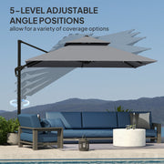 Light Grey 3x3m Cantilever Parasol with Aluminium Frame Crank Tilt and Base by Outsunny