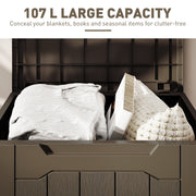 Dark Brown 107L Plastic Storage Chest with Lid for Indoor and Outdoor Use by HOMCOM