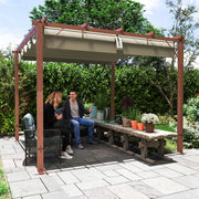 3 x 3 m Retractable Roof Pergola with Natural Wood Finish for Garden and Patio by Outsunny