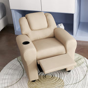 Kids Recliner Chair PU Leather with Adjustable Backrest Footrest and Padded Headrest Beige by HOMCOM
