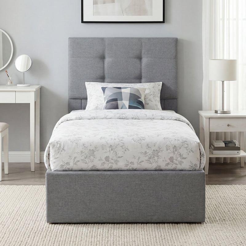 Single Grey Ottoman Storage Bed Frame Gas Lifting For Bedroom Organisation Homcom
