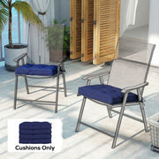Garden Chair Cushions Set of 4 with Extra Padding and Tie Fastenings Dark Blue Outsunny