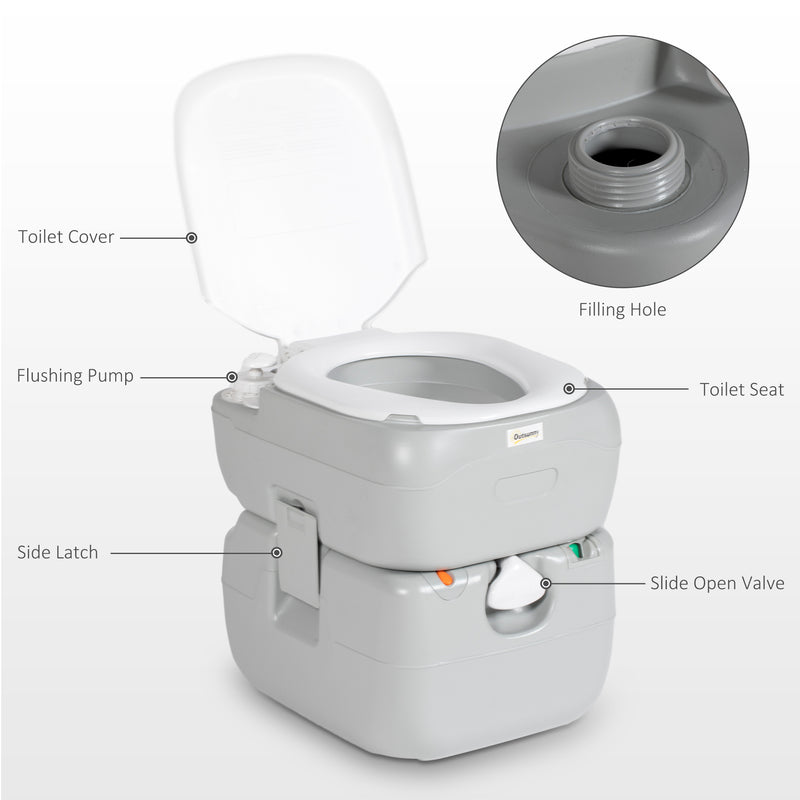Portable Camping Toilet With Easy Flush and Odour Control for Outdoor Trips Grey