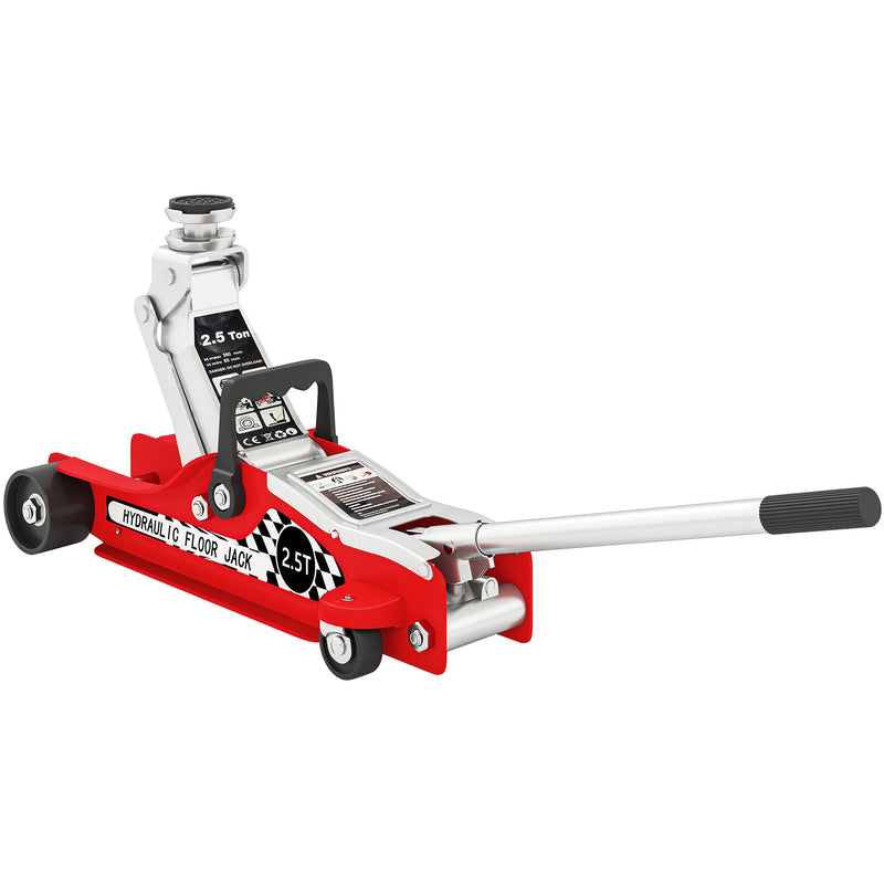 Low Profile Hydraulic Trolley Jack for Easy Vehicle and Equipment Lifting 2.5 Ton Red AOSOM