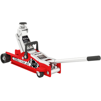 Low Profile Hydraulic Trolley Jack for Easy Vehicle and Equipment Lifting 2.5 Ton Red AOSOM