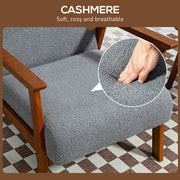 Grey Boucle Armchair with Wide Seat and Wooden Frame for Living Room or Bedroom by Homcom