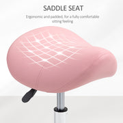 Pink Adjustable Saddle Stool with PU Leather and Steel Frame for Salon Spa Massage by HOMCOM